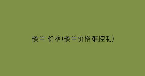 楼兰 价格(楼兰价格难控制)